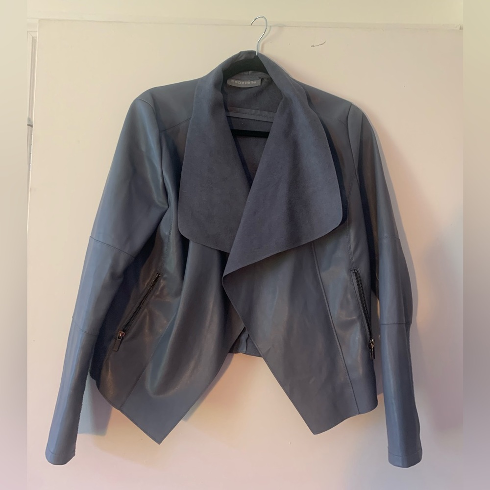 Bagatelle Faux Leather Draped Jacket - Small